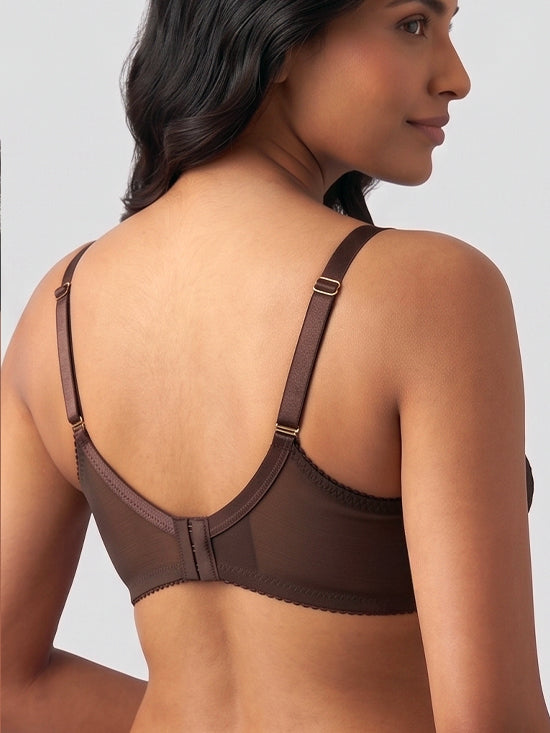 Luxury Floral Lace Full Coverage Bra - Brown - Lingerie Royal