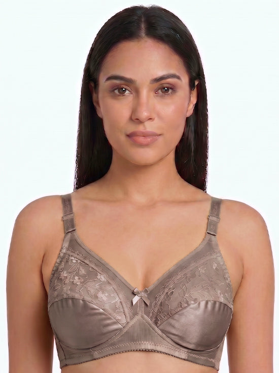 Floral Lace Full Coverage Bra – Dark Grey