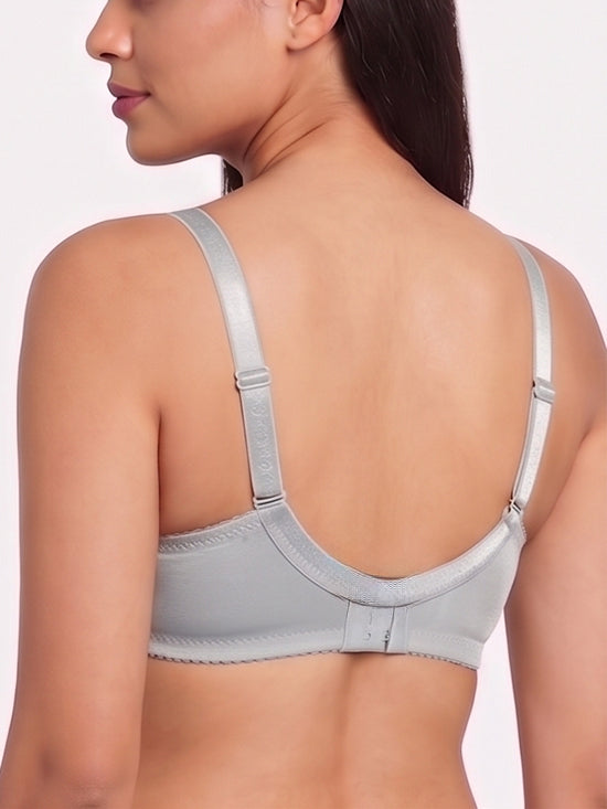 Floral Lace Full Coverage Bra – Light Grey