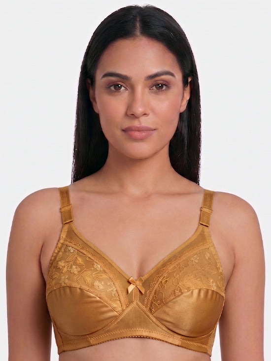 Floral Lace Full Coverage Bra – Mustard