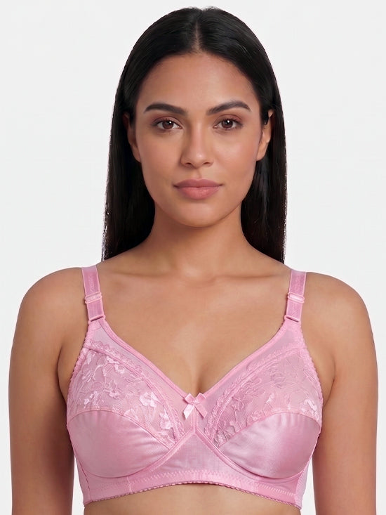 Floral Lace Full Coverage Bra – Pink