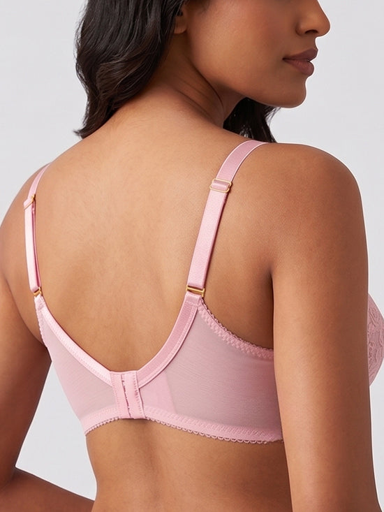 Luxury Floral Lace Full Coverage Bra - Pink - Lingerie Royal