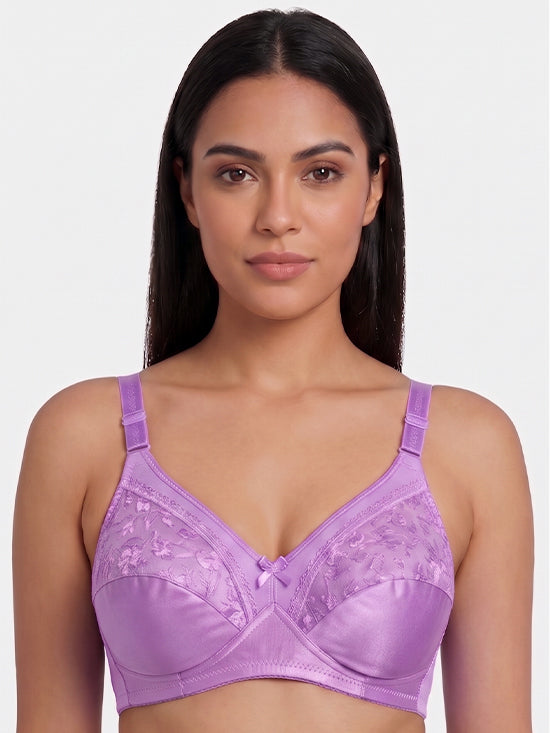 Floral Lace Full Coverage Bra – Lavender