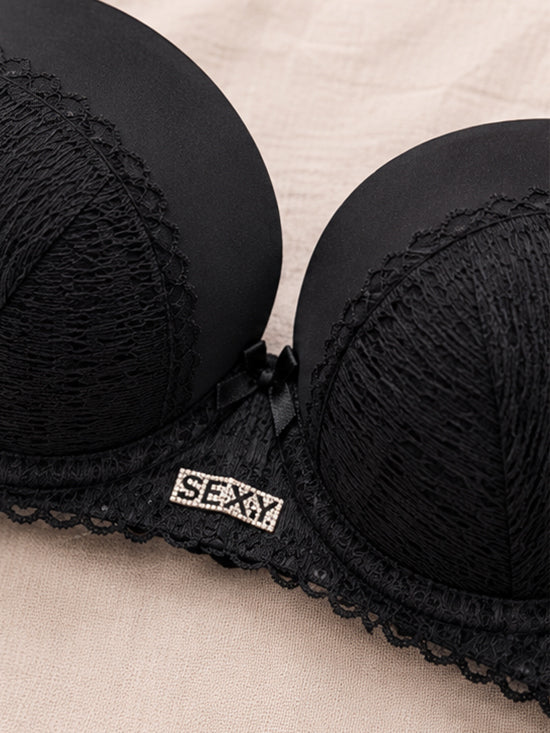 Signature Lace Padded Bra & Panty Set – Black