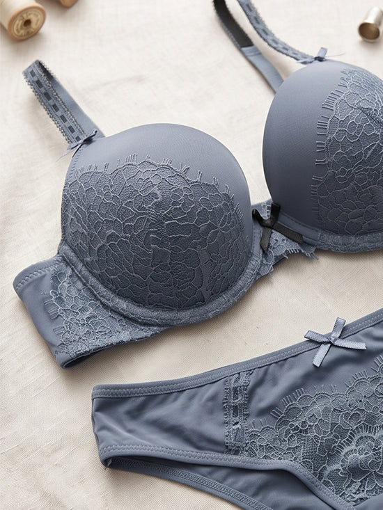 Victoria's Secret Padded Bra & Panty Set – Slate Blue